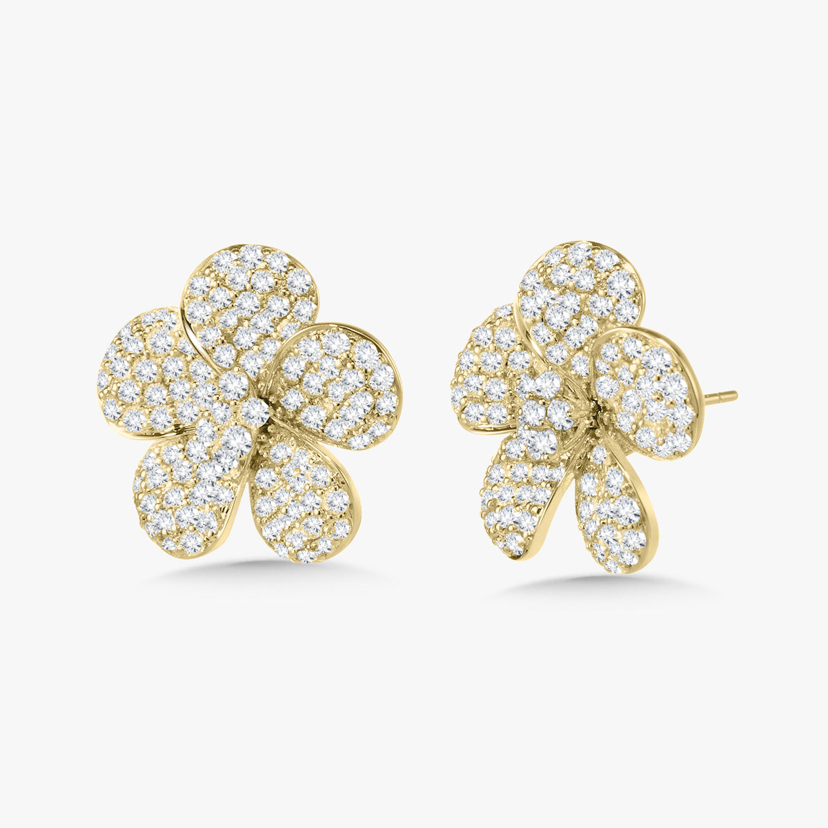 Magnolia Pave Diamond Flower Stud Earrings 3.78ctw