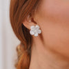 Magnolia Pave Diamond Flower Stud Earrings 3.78ctw