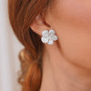 Magnolia Pave Diamond Flower Stud Earrings 3.78ctw