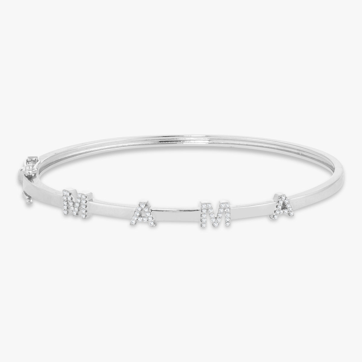 "MAMA" Station Diamond Bangle Bracelet