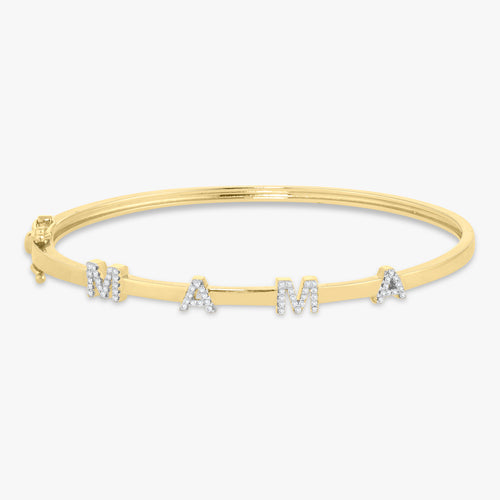 "MAMA" Station Diamond Bangle Bracelet