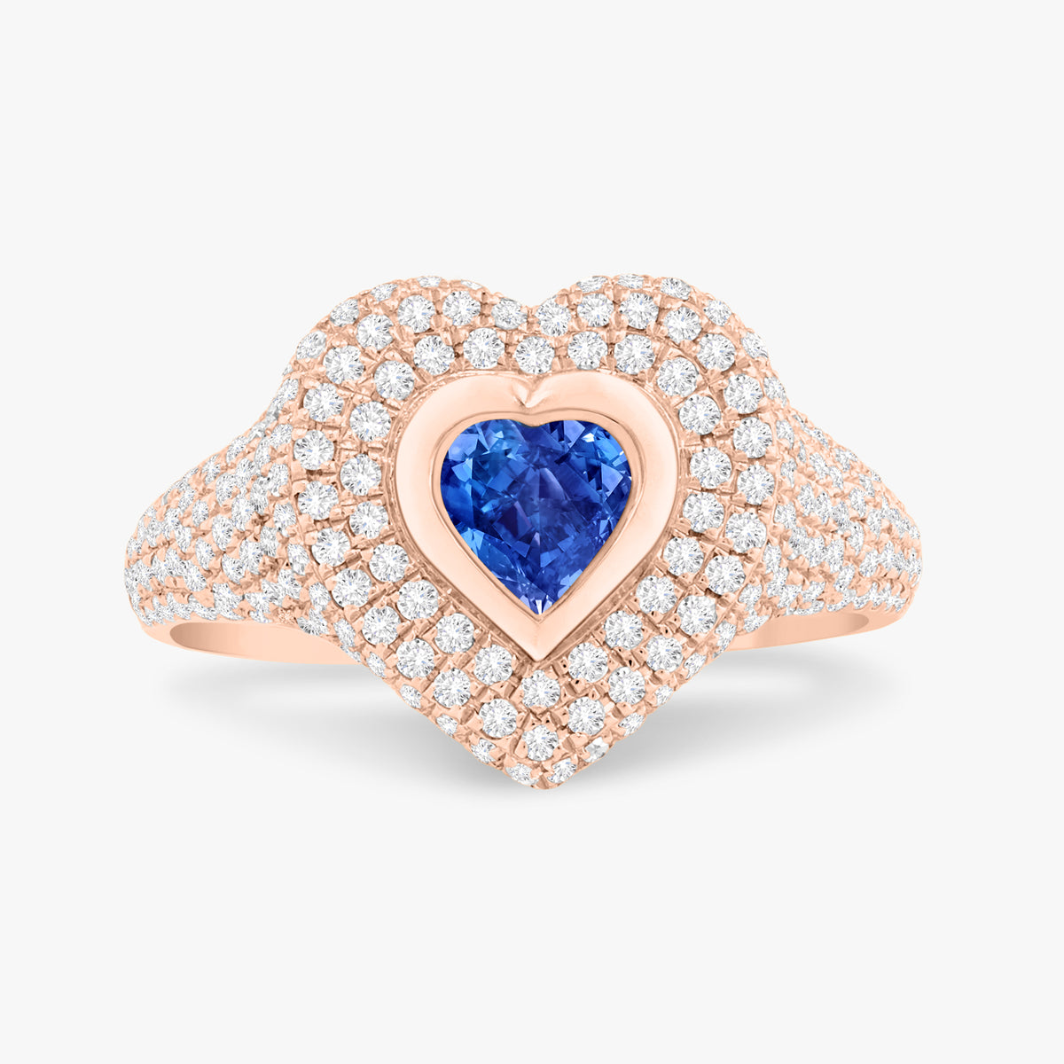 Mama Heart Pave Diamond Signet Ring 1.00 ctw