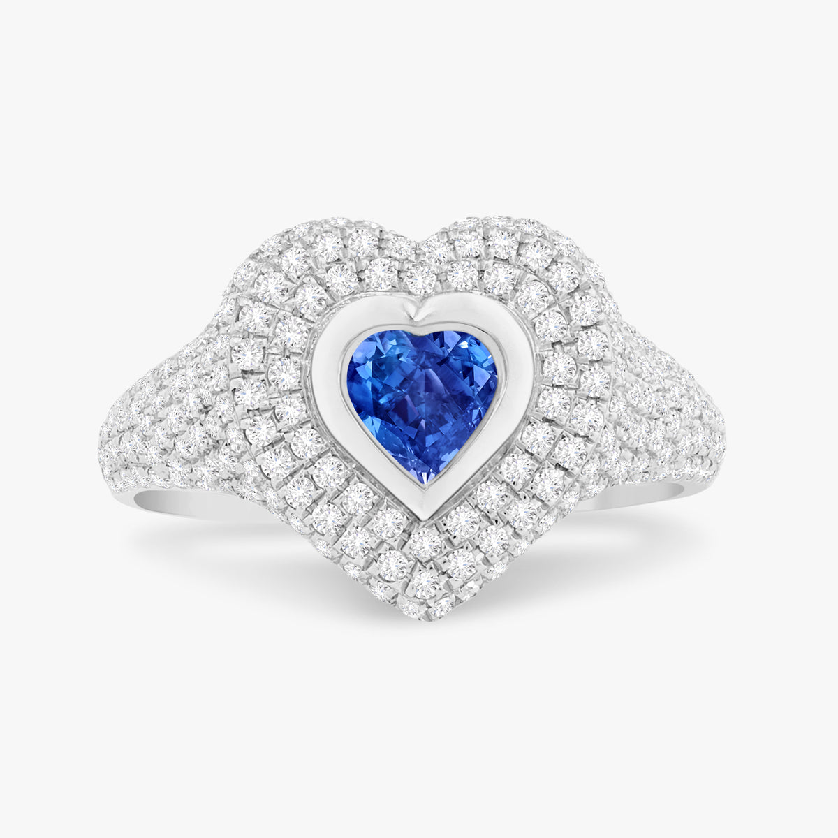 Mama Heart Pave Diamond Signet Ring 1.00 ctw