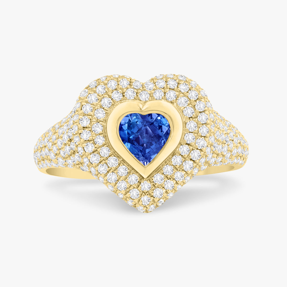 Mama Heart Pave Diamond Signet Ring 1.00 ctw