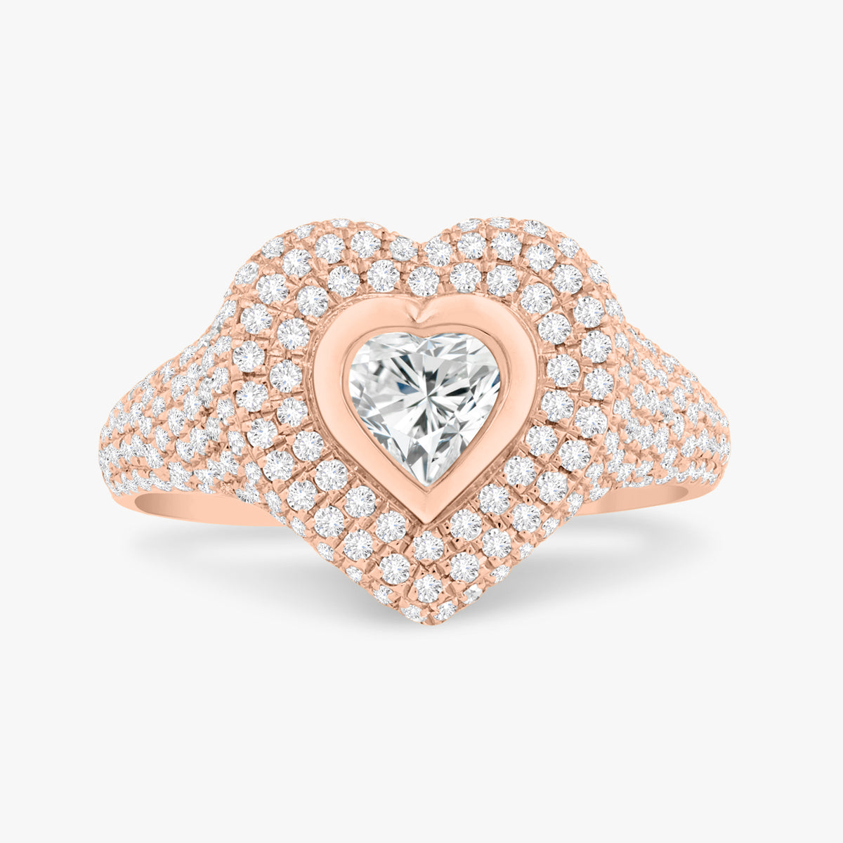 Mama Heart Pave Diamond Signet Ring 1.00 ctw