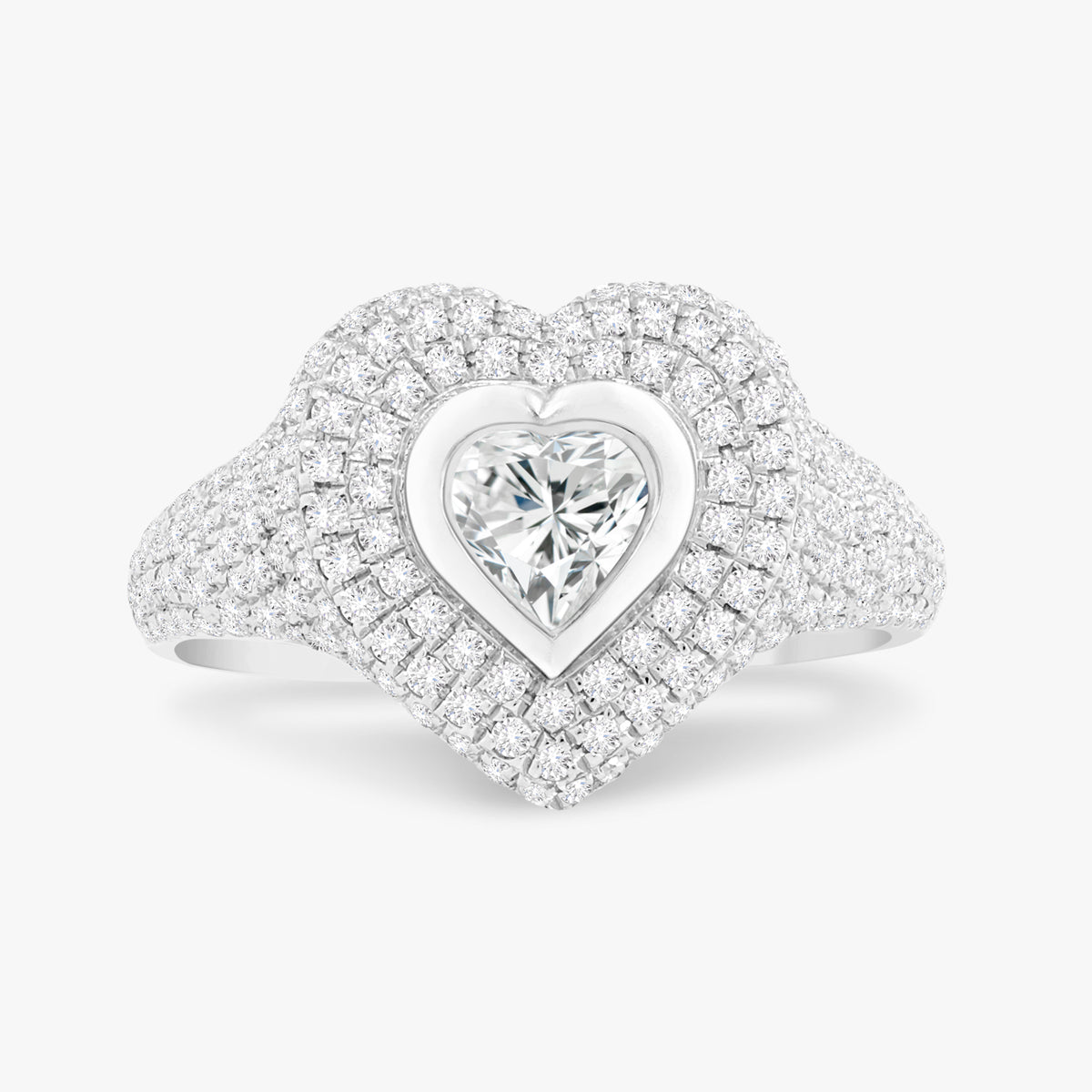 Mama Heart Pave Diamond Signet Ring 1.00 ctw