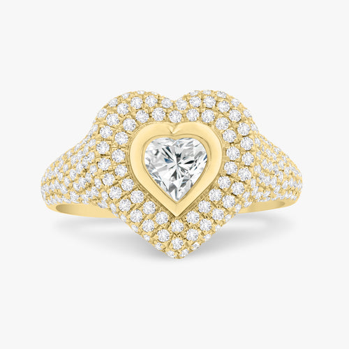 Mama Heart Pave Diamond Signet Ring 1.00 ctw