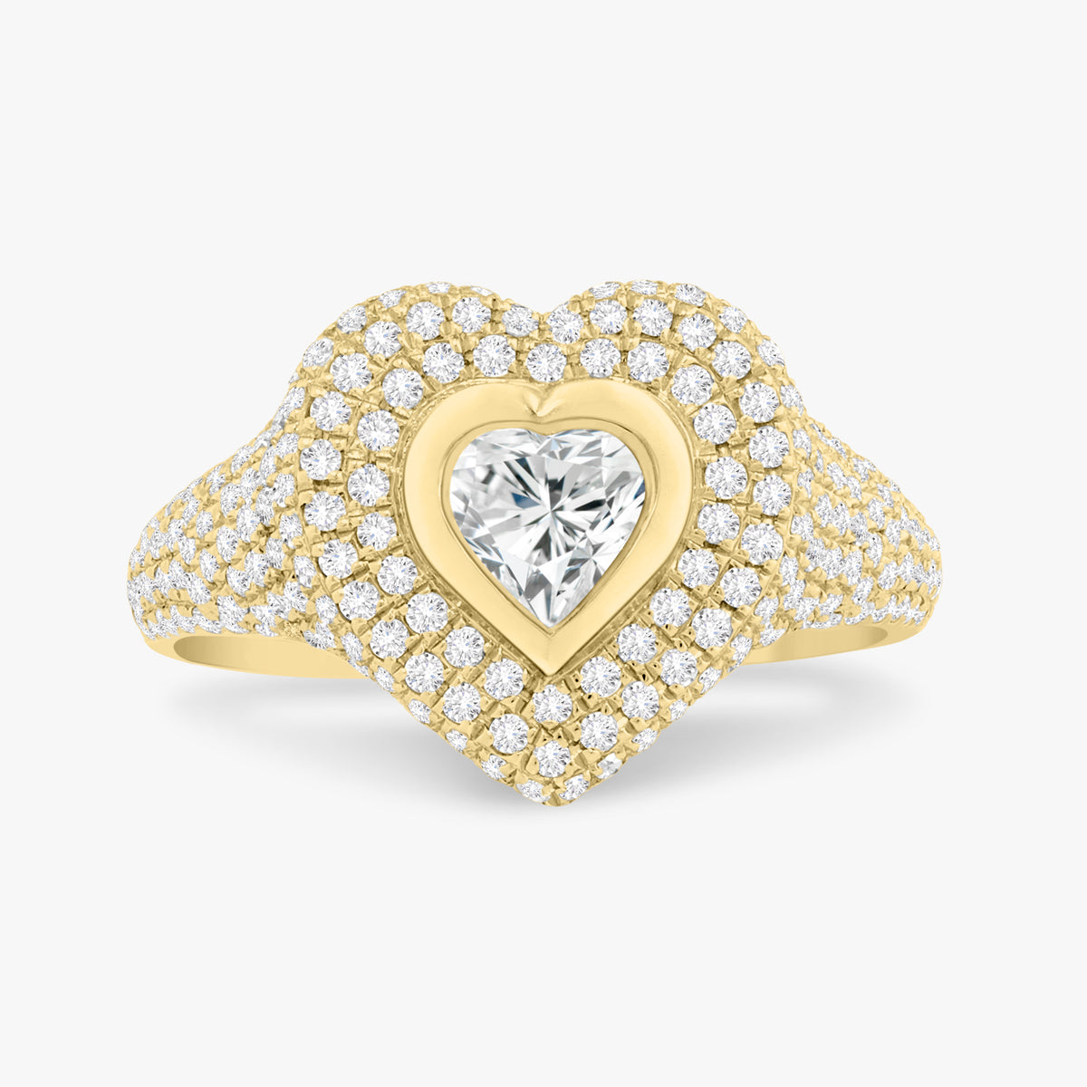 Mama Heart Pave Diamond Signet Ring 1.00 ctw