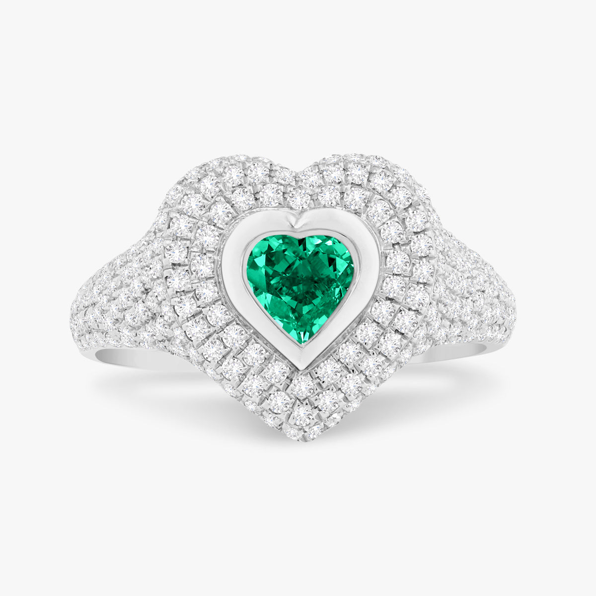 Mama Heart Pave Diamond Signet Ring 1.00 ctw