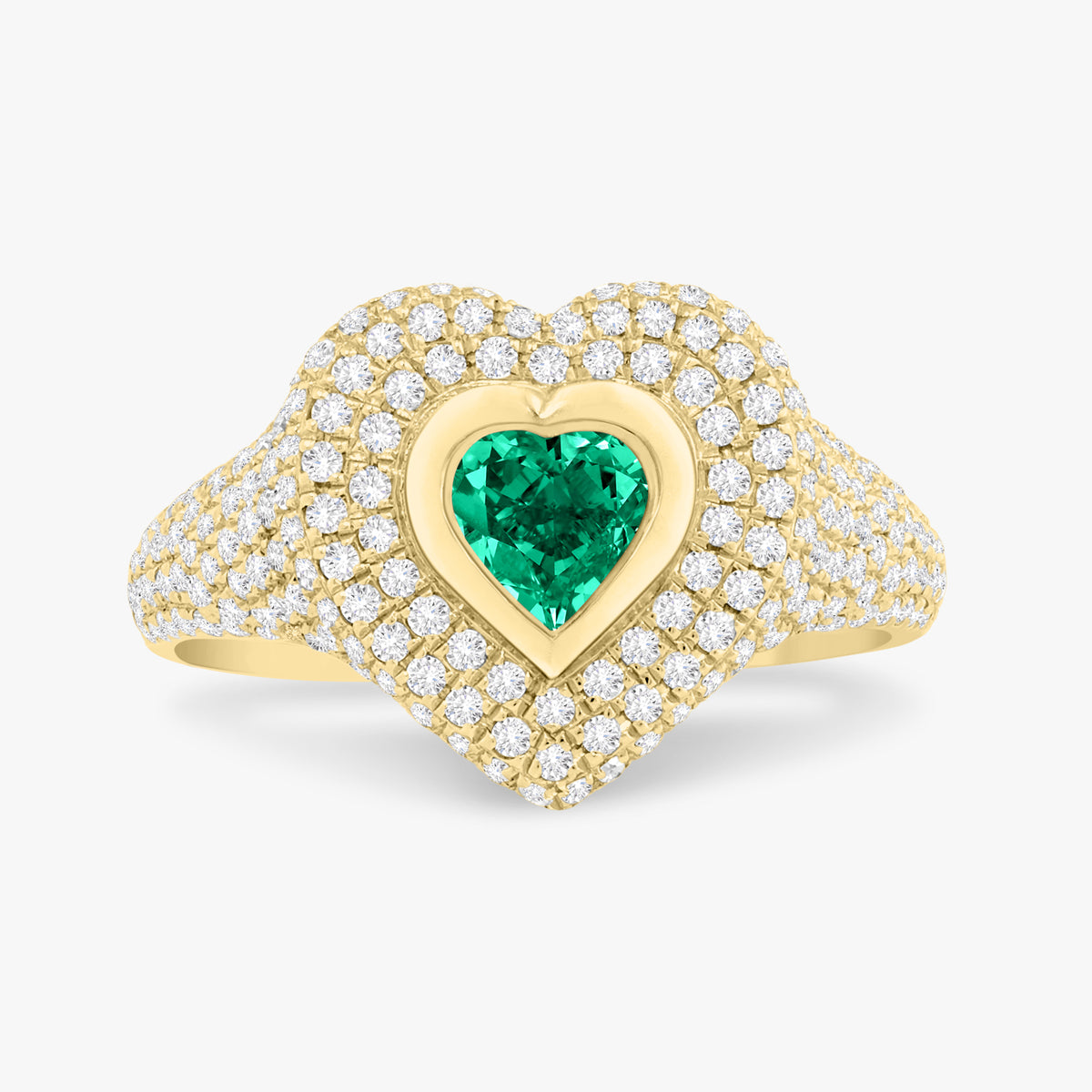 Mama Heart Pave Diamond Signet Ring 1.00 ctw