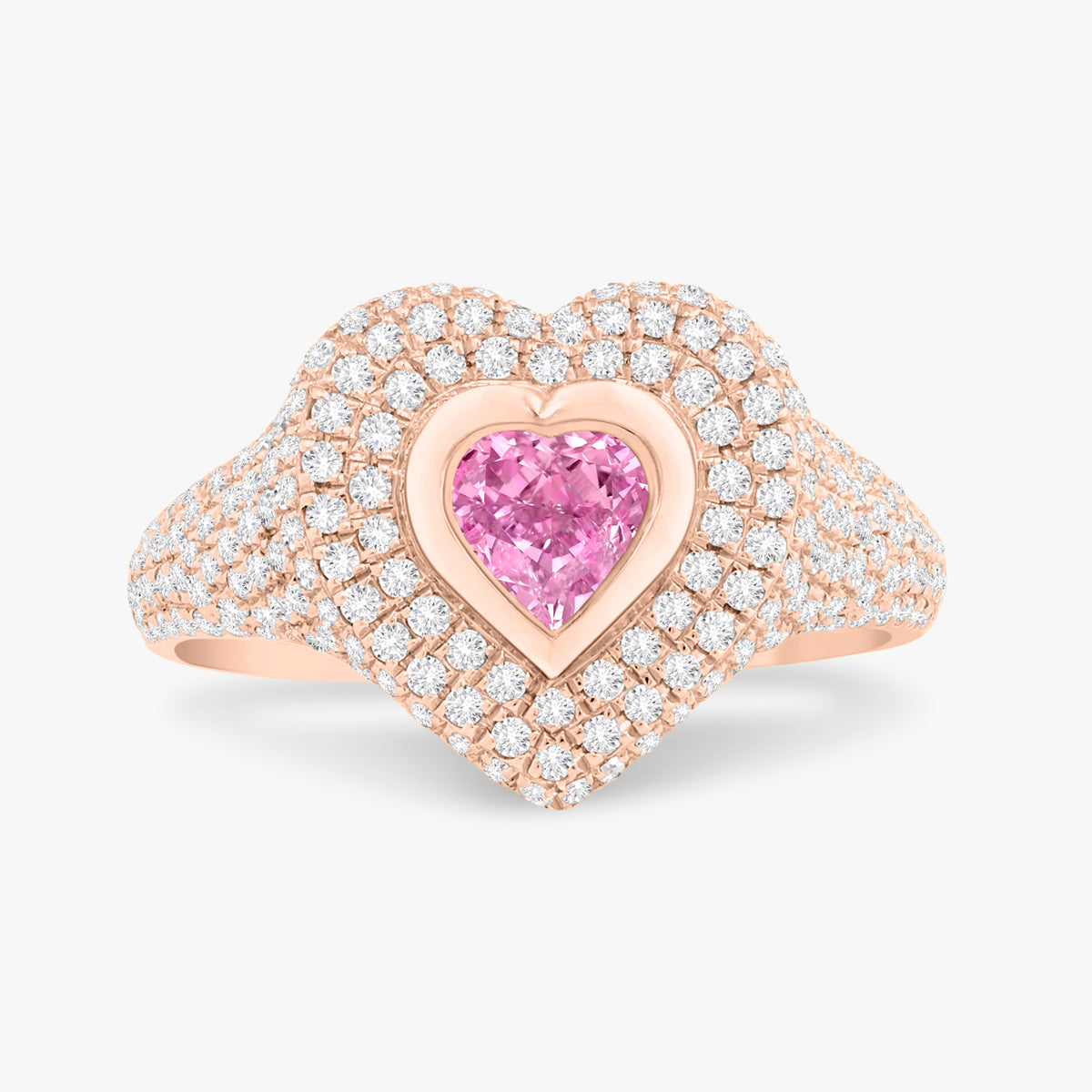 Mama Heart Pave Diamond Signet Ring 1.00 ctw