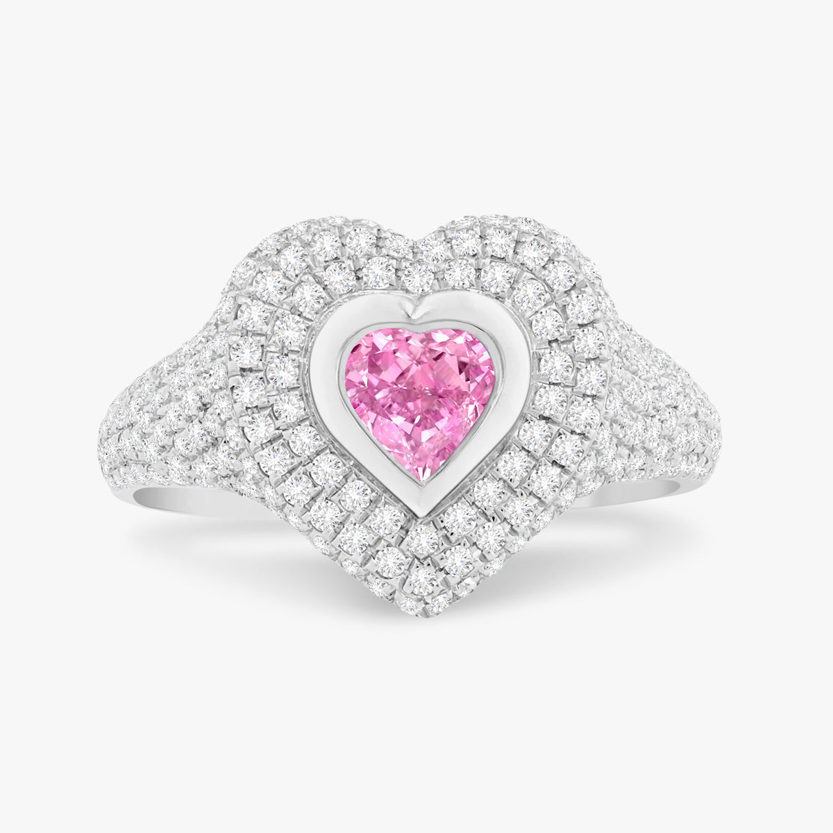 Mama Heart Pave Diamond Signet Ring 1.00 ctw
