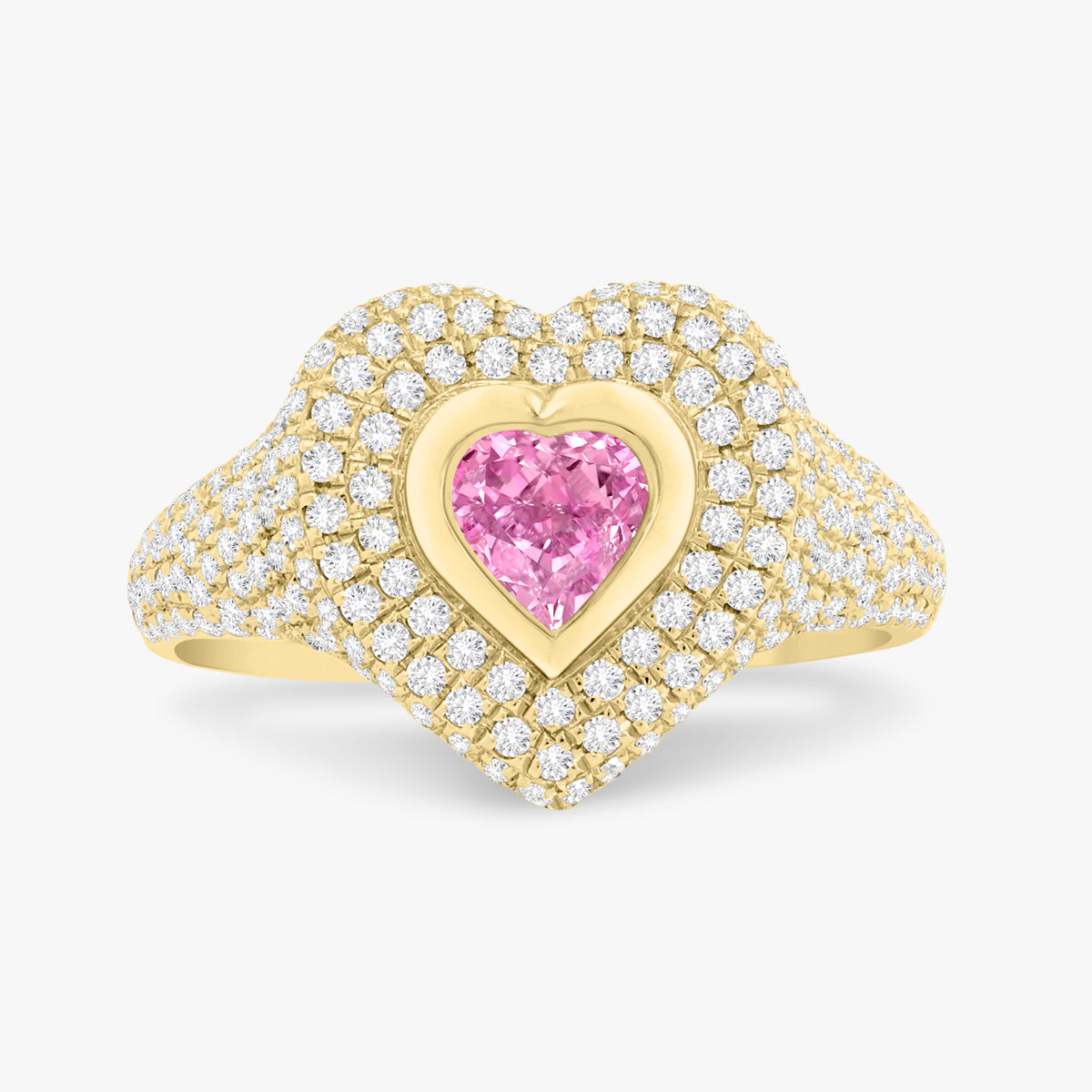 Mama Heart Pave Diamond Signet Ring 1.00 ctw