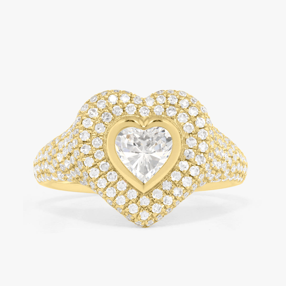 Mama Heart Pave Diamond Signet Ring