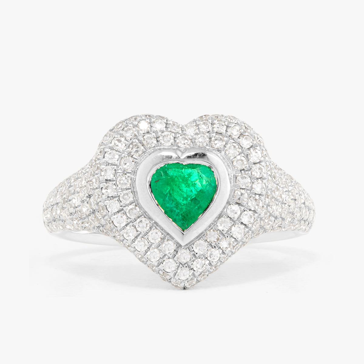 Mama Heart Pave Diamond Signet Ring
