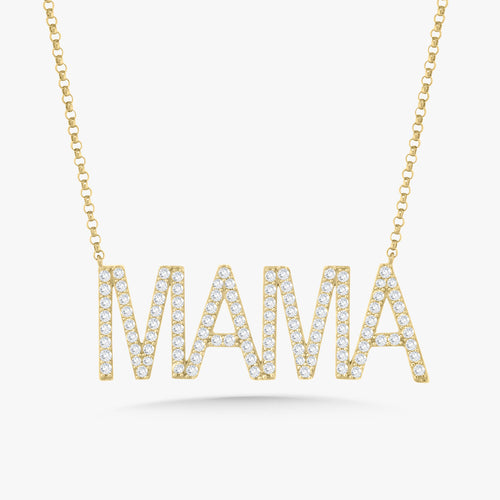 "Mama" Block Letter Diamond Necklace