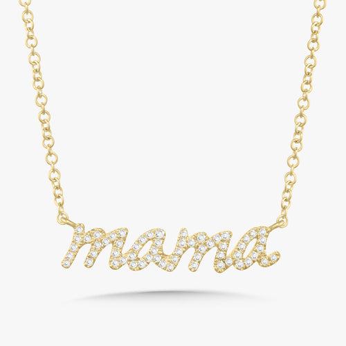 "Mama" Script Diamond Necklace