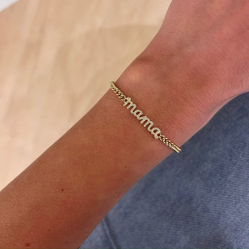 "Mama" Script Diamond Chain Bracelet