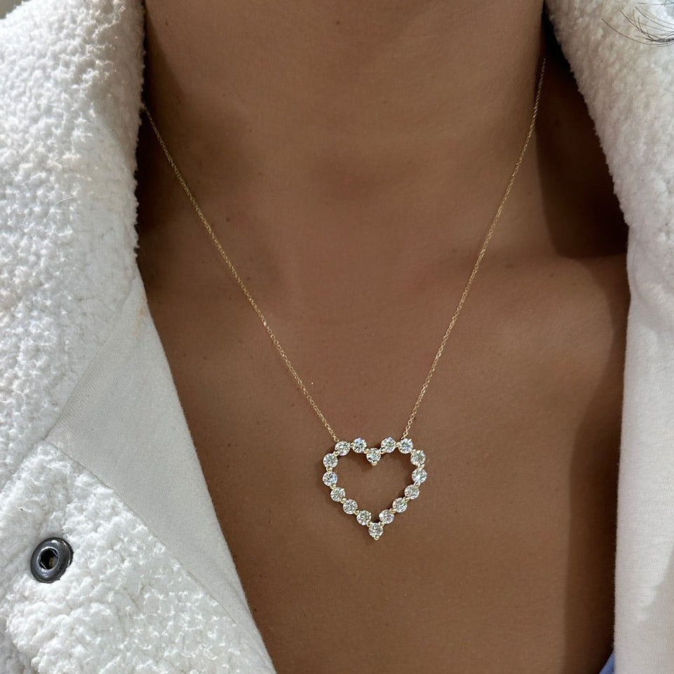 Mama's Charlie Cloud® Floating Diamond Heart Necklace 3.84 ctw, YG
