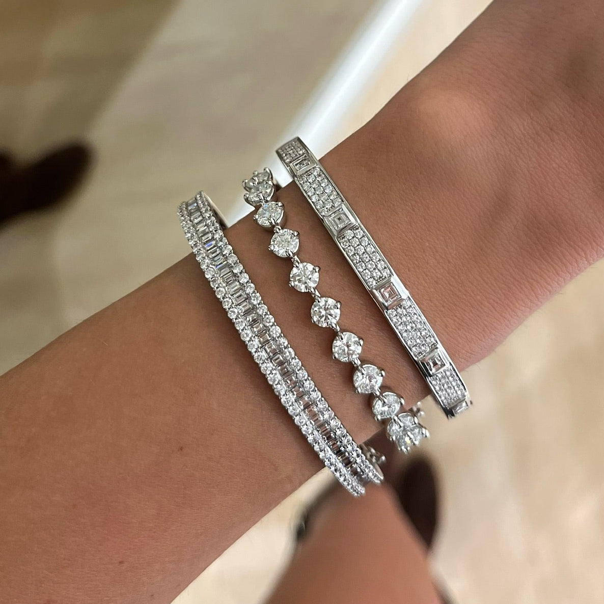 Leonie Dancing Floral Marquise & Pear Diamond Necklace 48 ctw, Azalea Pave Diamond Bangle Bracelet 2.26 ctw
