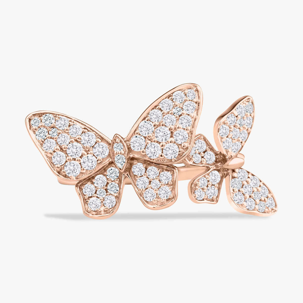 Margeurite Double Butterfly Pave Diamond Ring