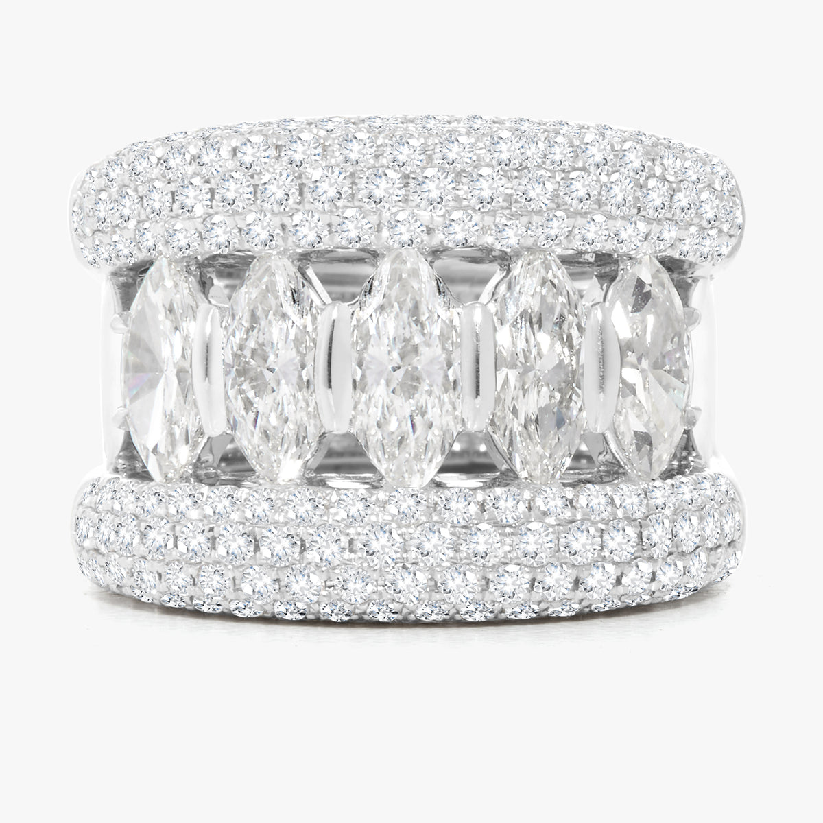 Marquise Pave Puff Diamond Ring 3.60 ctw