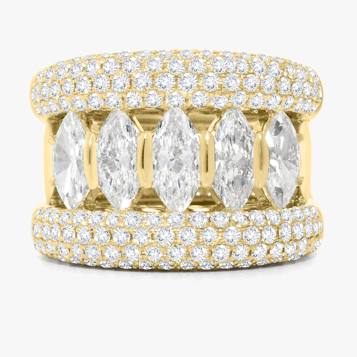 Marquise Pave Puff Diamond Ring 3.60 ctw