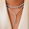 Marren Marquise Scalloped Illusion Dangle Diamond Necklace 4.70 ctw