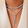Marren Marquise Scalloped Illusion Dangle Diamond Necklace 4.70 ctw,Channel Set Emerald Cut Diamond Double Lariat 24 ctw