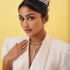 Marren Marquise Scalloped Illusion Dangle Diamond Necklace 4.70 ctw,Channel Set Emerald Cut Diamond Double Lariat 24 ctw