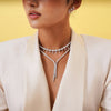 Marren Marquise Scalloped Illusion Dangle Diamond Necklace 4.70 ctw,Channel Set Emerald Cut Diamond Double Lariat 24 ctw