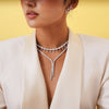 Marren Marquise Scalloped Illusion Dangle Diamond Necklace 4.70 ctw,Channel Set Emerald Cut Diamond Double Lariat 24 ctw, McKinsey Multi Mixed Shape Diamond Dangle Ear Climbers