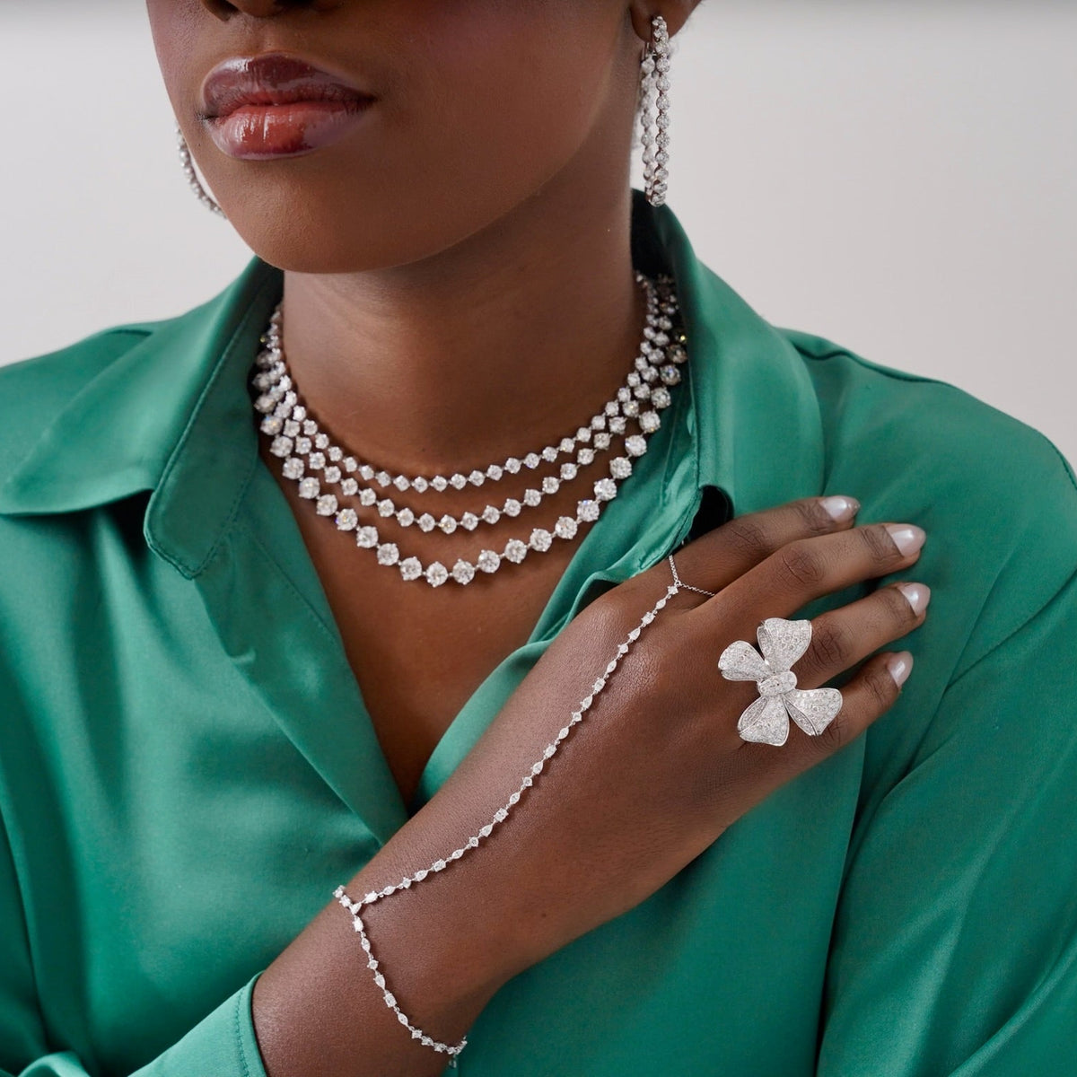 Martha May Pave Diamond Bow Cocktail Ring 5 ctw