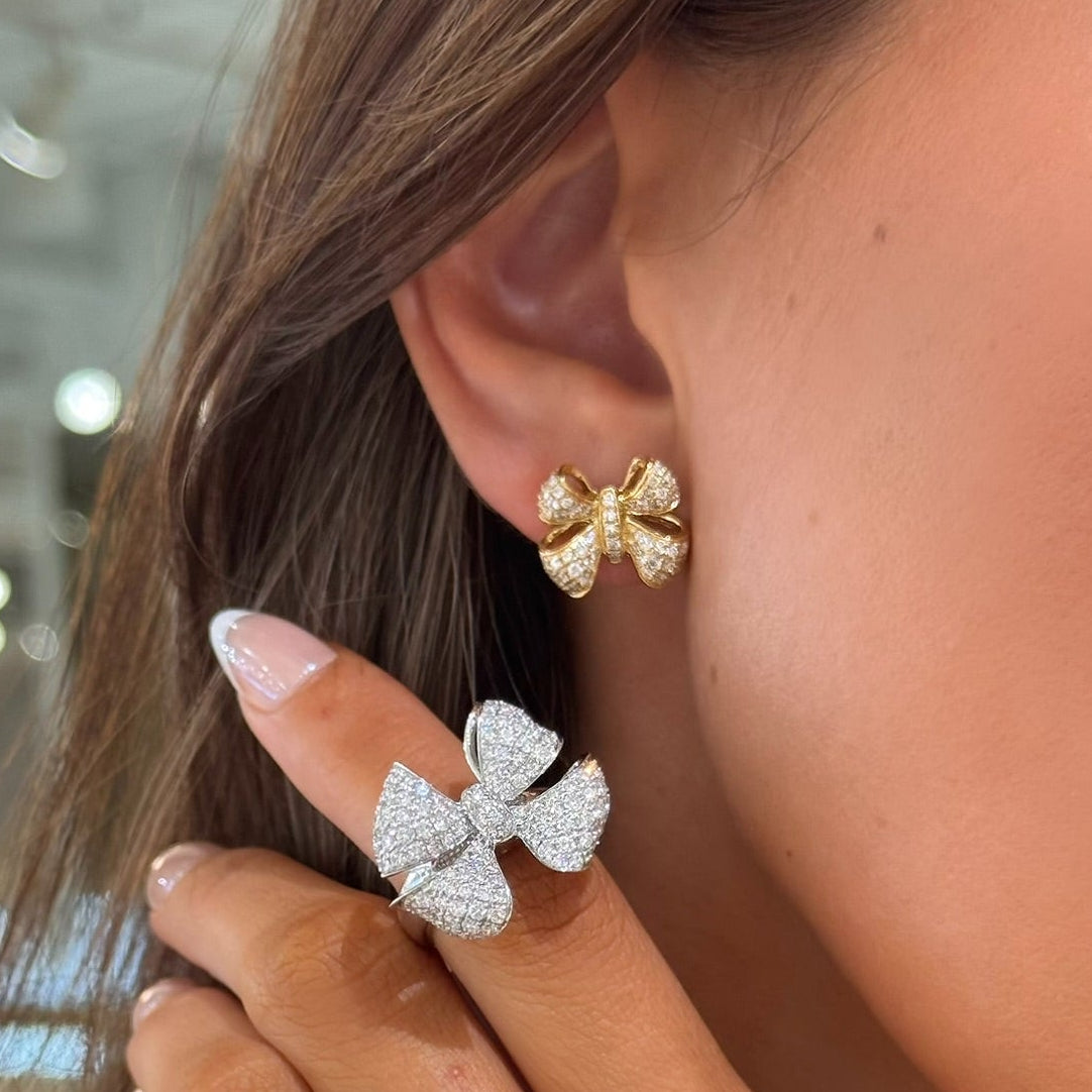 Martha May Pave Diamond Bow Studs, Little Martha May Ring 