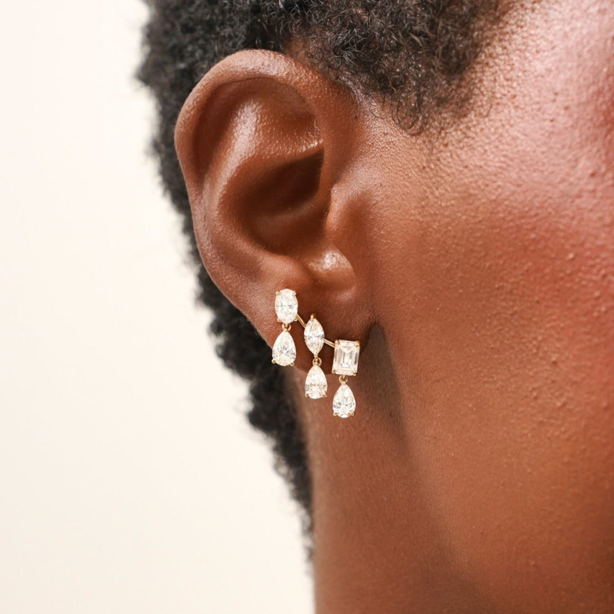 McKinsey Multi Mixed Shape Diamond Dangle Ear Climbers