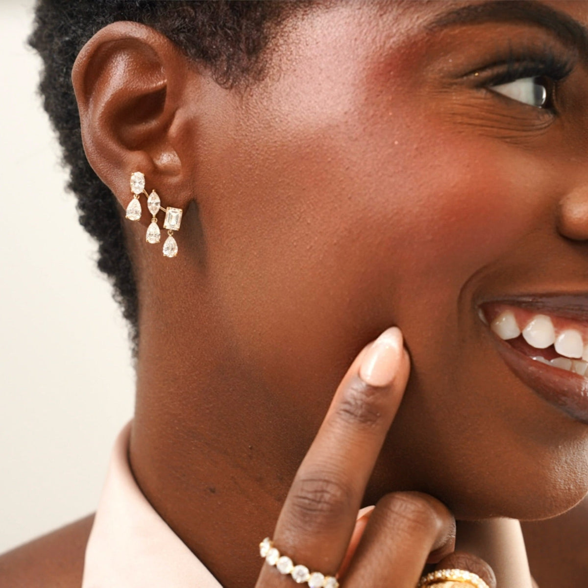 McKinsey Multi Mixed Shape Diamond Dangle Ear Climbers