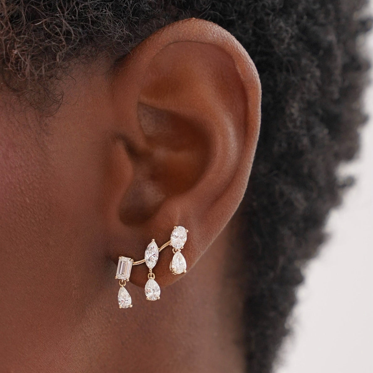 McKinsey Multi Mixed Shape Diamond Dangle Ear Climbers