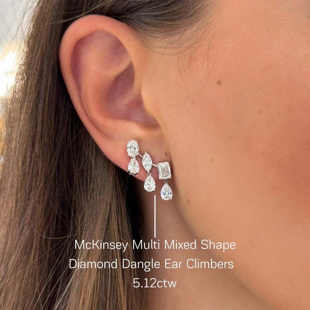 McKinsey Multi Mixed Shape Diamond Dangle Ear Climbers