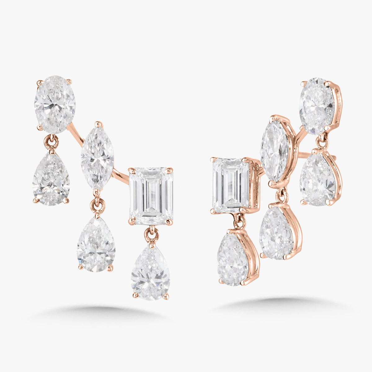 McKinsey Multi Mixed Shape Diamond Dangle Ear Climbers