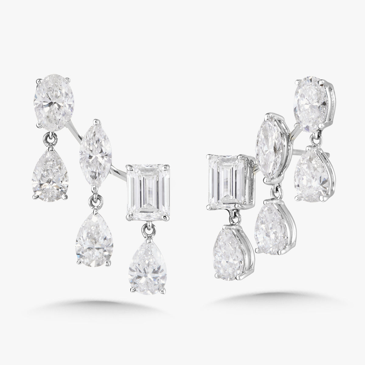McKinsey Multi Mixed Shape Diamond Dangle Ear Climbers