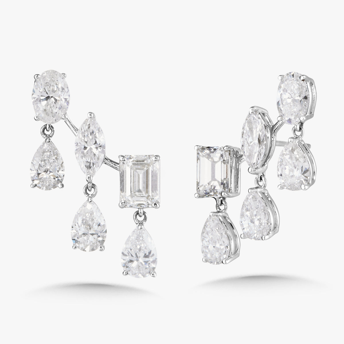 McKinsey Multi Mixed Shape Diamond Dangle Ear Climbers