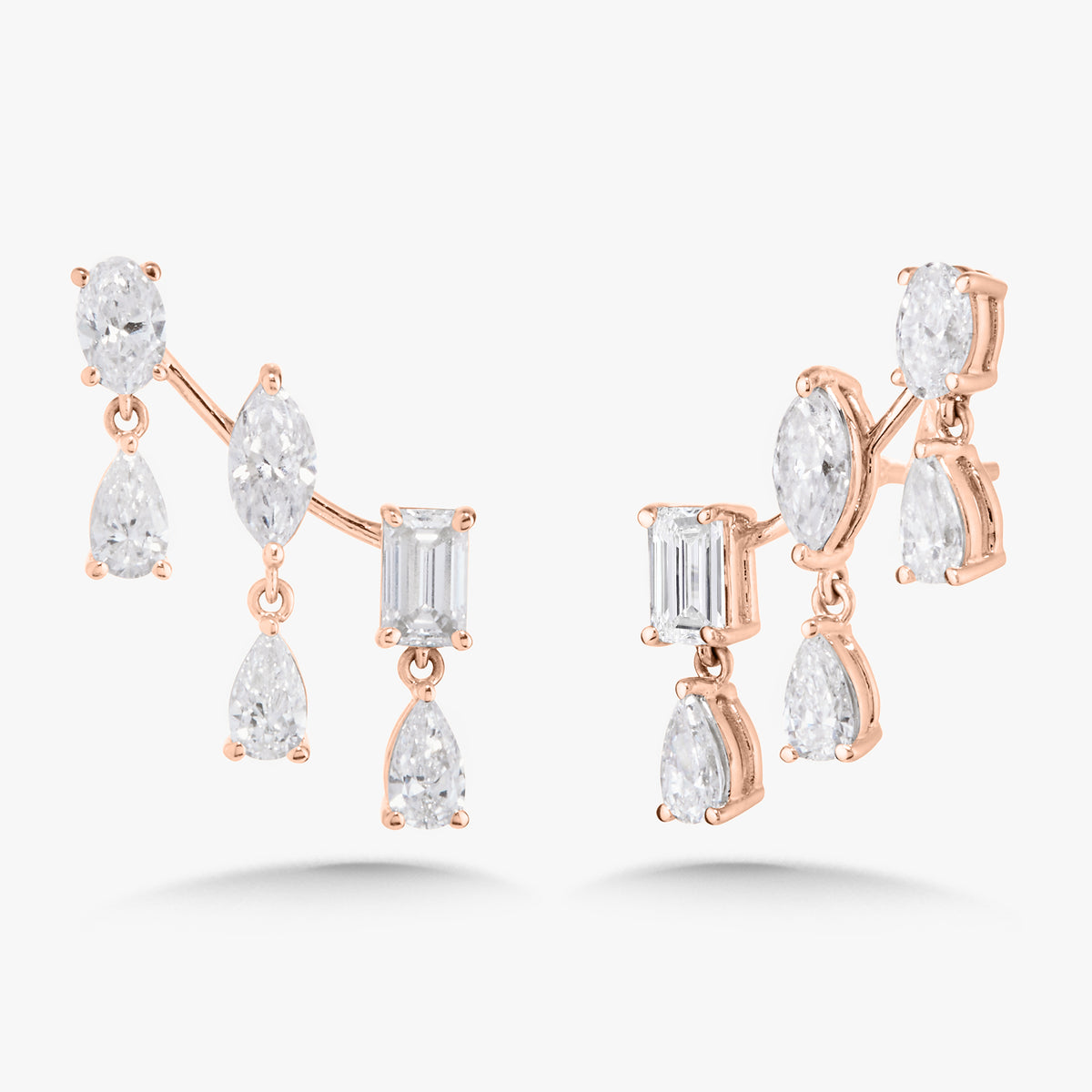 McKinsey Multi Mixed Shape Diamond Dangle Ear Climbers