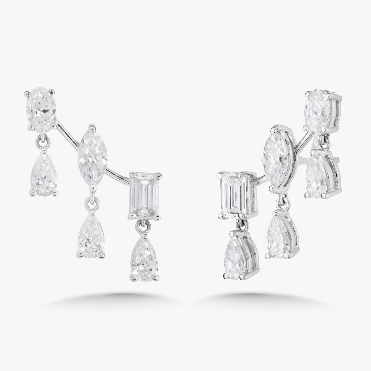 McKinsey Multi Mixed Shape Diamond Dangle Ear Climbers