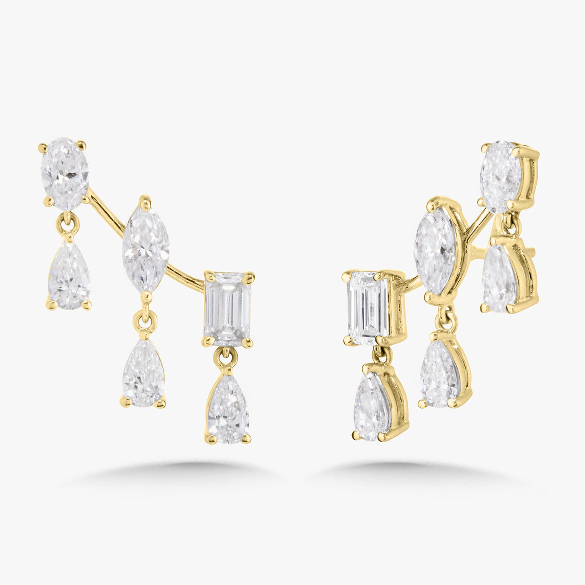 McKinsey Multi Mixed Shape Diamond Dangle Ear Climbers