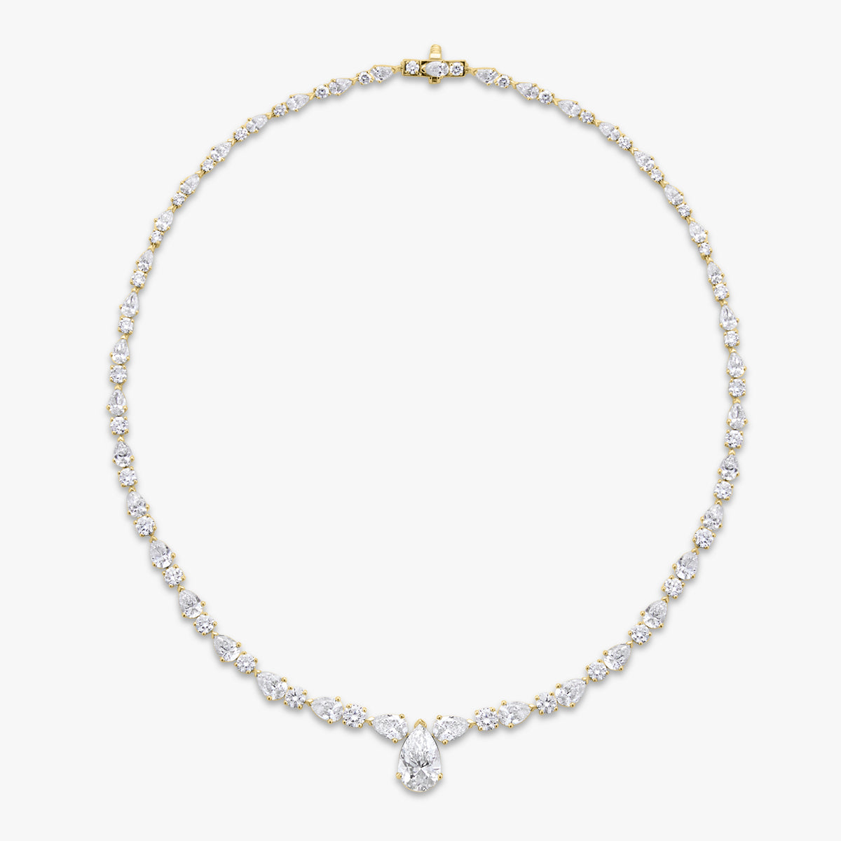 Melrose Pear & Round Diamond Necklace 19.81 ctw