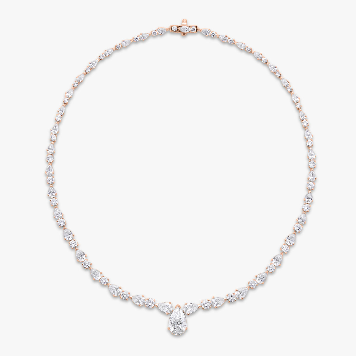 Melrose Pear & Round Diamond Necklace 19.81 ctw