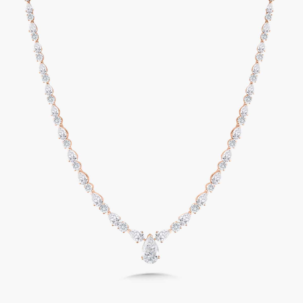 Melrose Pear & Round Diamond Necklace 19.81 ctw