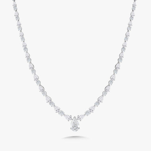 Melrose Pear & Round Diamond Necklace 19.81 ctw