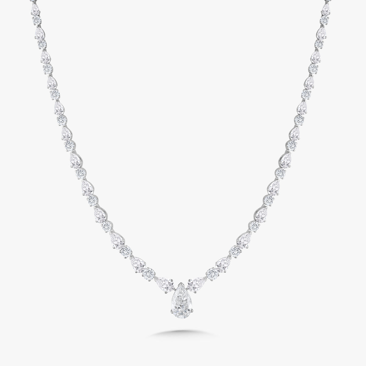 Melrose Pear & Round Diamond Necklace 19.81 ctw