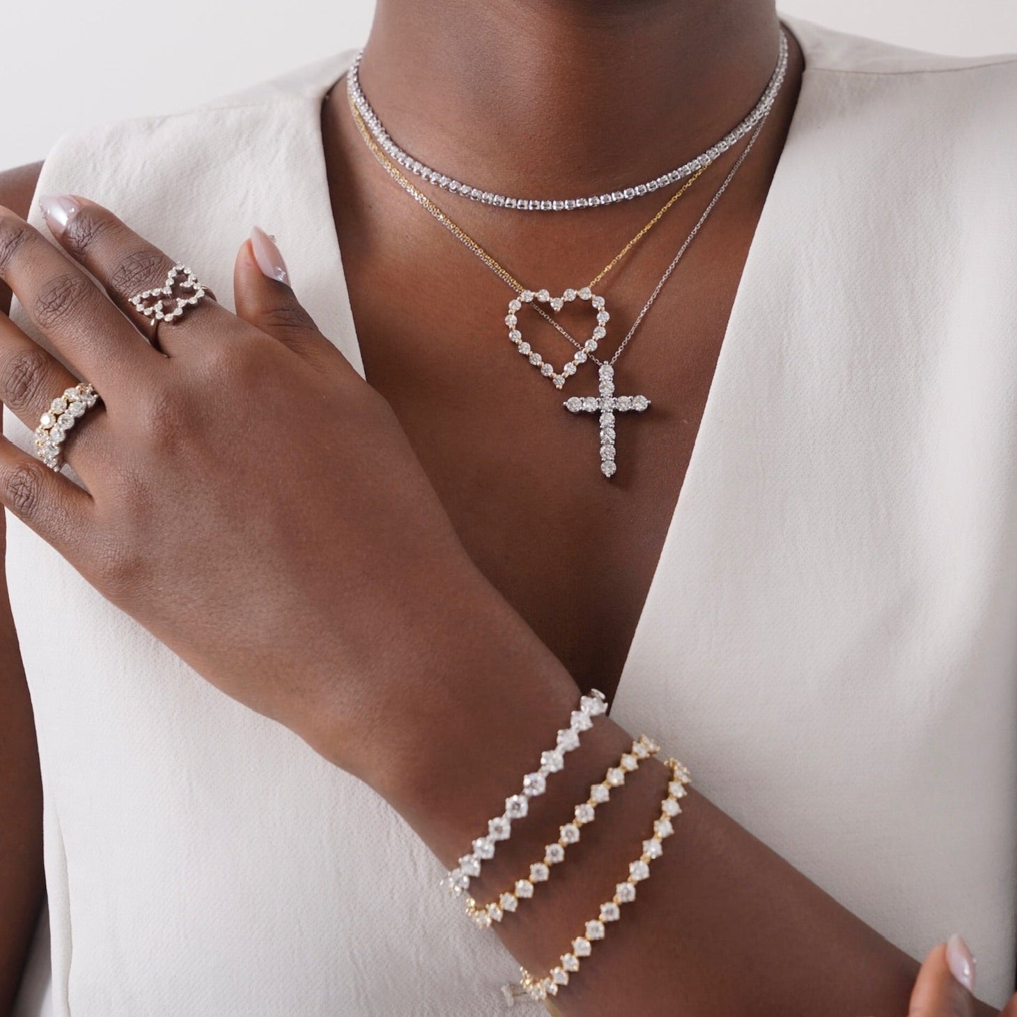 Georgie Two Prong Diamond Cross Necklace – RWFJ